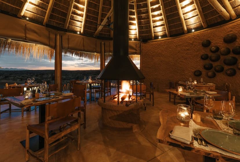 The thatched dining lounge