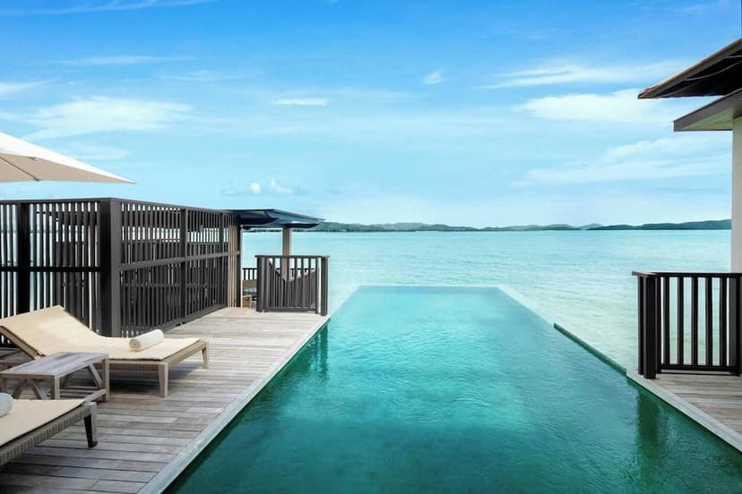 Over-water spa: The island’s only one.