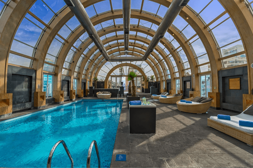 The rooftop pool