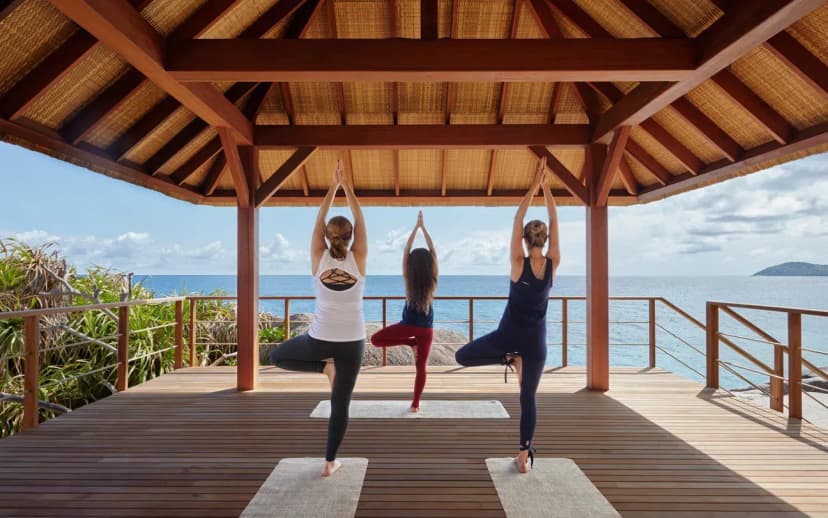 Wellness and sustainability — the activity/scene in action. Yoga, meditation and the Six Senses ethos.