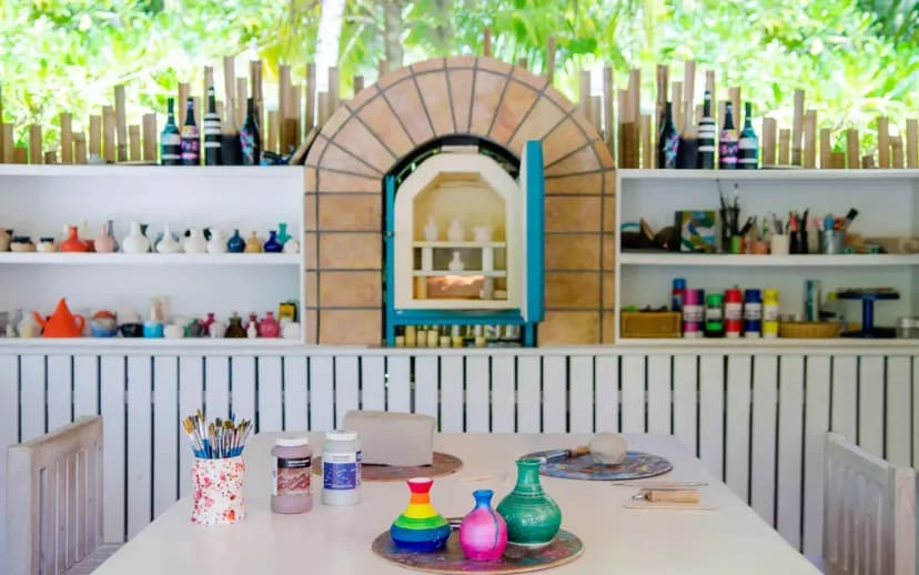 The art studio — the activity/scene in action. A dedicated studio for creative pursuits on the island.
