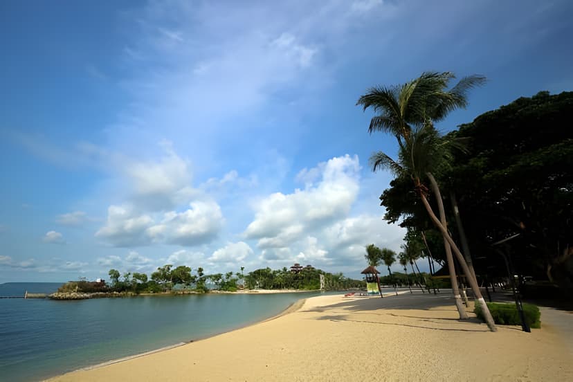 Sentosa attractions: Palawan Beach and Universal nearby.