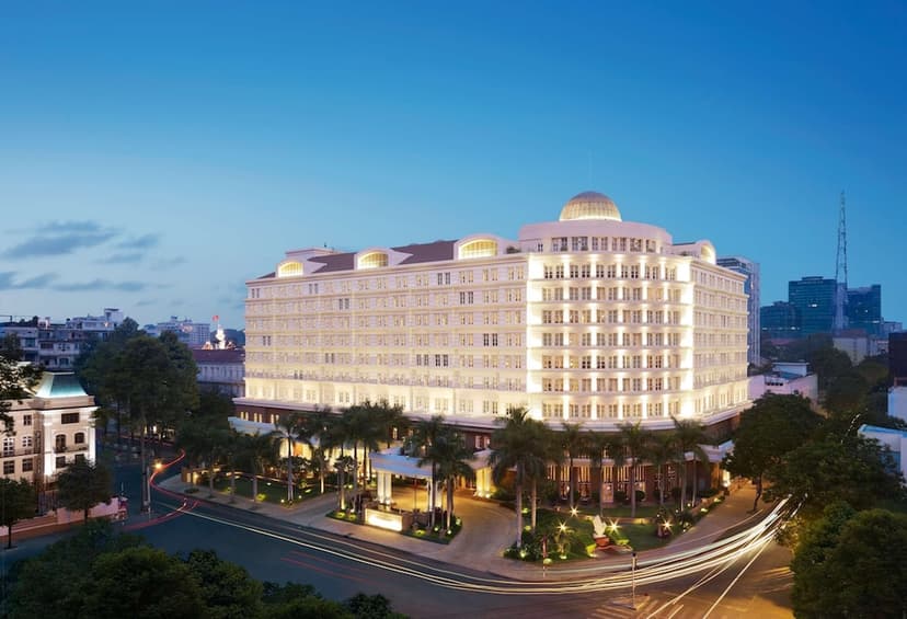 Hero/establishing shot of Park Hyatt Saigon, Ho Chi Minh City, Vietnam. A French-colonial city icon on Lam Son Square, overlooking the Saigon Opera House in District 1.