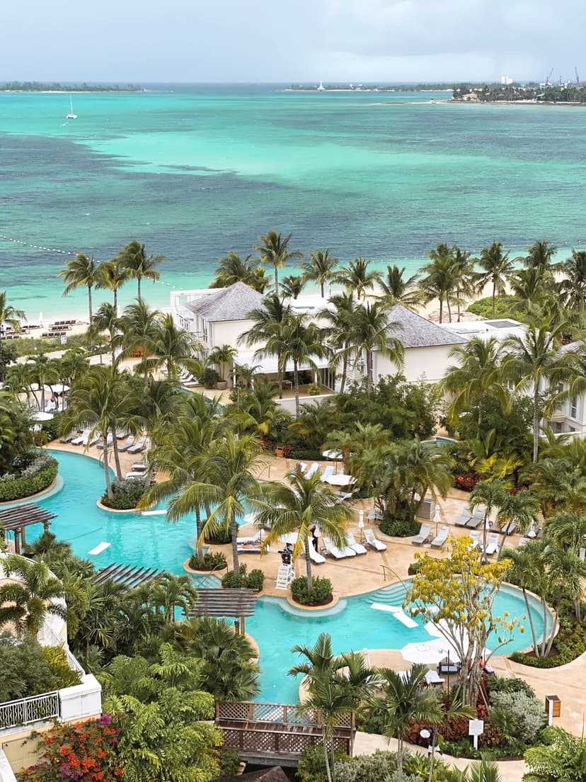 Hero/establishing shot of Rosewood Baha Mar, Nassau, Bahamas. A Rosewood sanctuary within the Baha Mar enclave on Cable Beach — book here and the whole complex is yours: the Caribbean's largest casino, Jack Nicklaus golf, the Baha Bay water