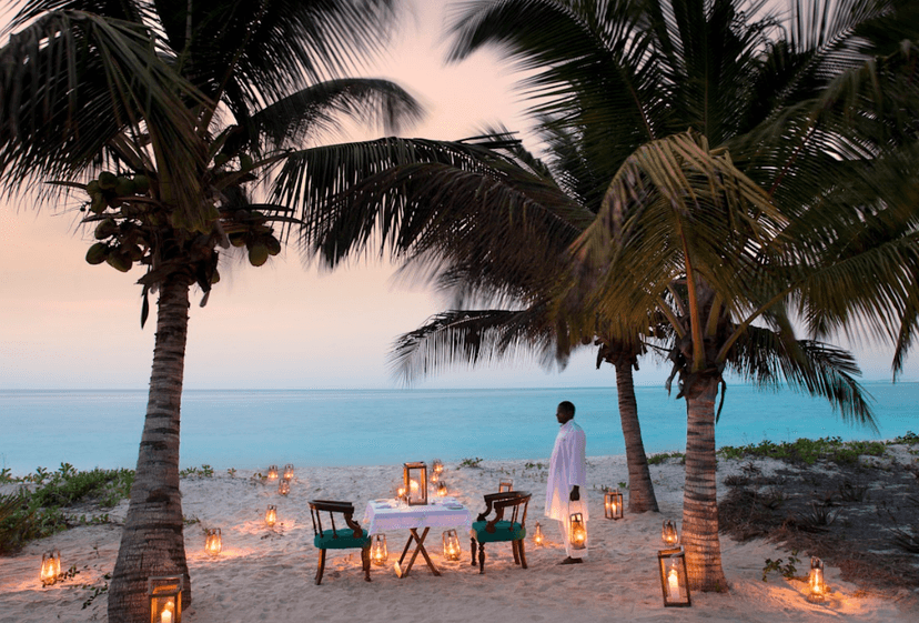 Candlelit beach dining