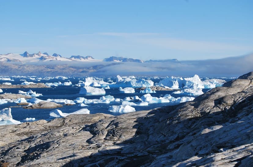 The vast inland ice that covers most of the island